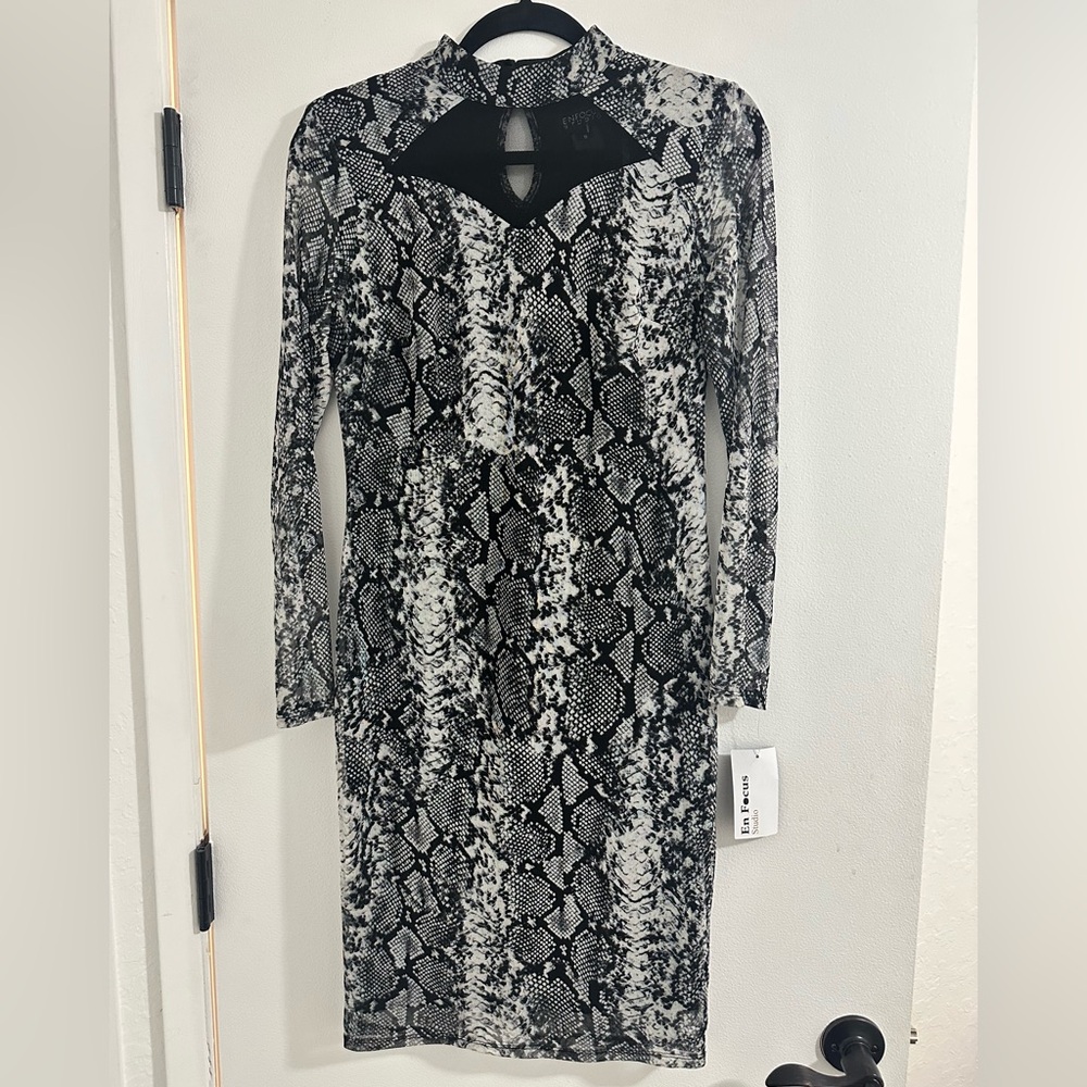 Snake Print Long Sleeve Dress